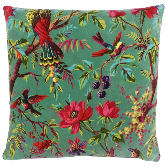 Paoletti Paradise Tropical Velvet Square Cushion Cover