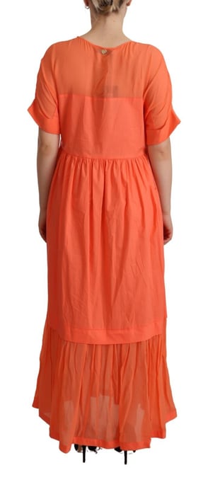 Twinset Vrouwen Koraal Korte Mouwen Katoenen Maxi Shift Jurk - Image 3