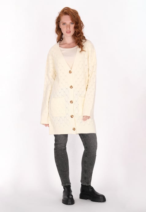 Dreimaster Vest Dames wol wit melange - Image 2