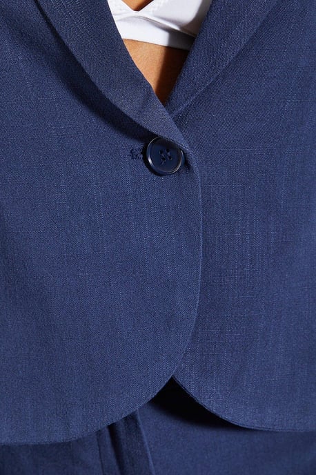 Textured Tailored Curved Hem Long Sleeve Blazer