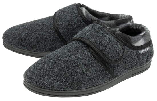 Velcro Slippers for Men | Dunlop | Memory Foam | Orthapedic | Easy Close | House Bedroom Indoor - Charcoal - Image 1