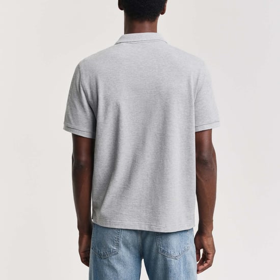 Men's Gant Embroidered Archive Shield Polo Shirt in Grey - Image 3