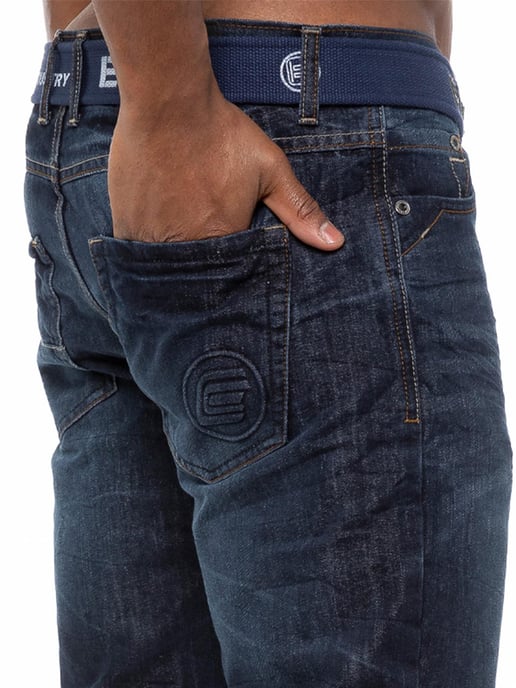 Enzo | Mens Denim Straight Fit Jeans - Dark Blue - Image 4