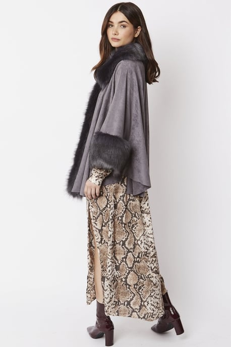 Faux Fur Faux Suede Cape
