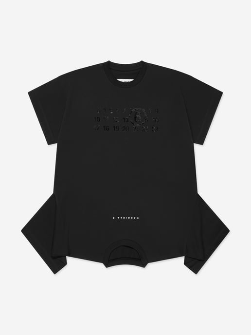 MM6 Maison Margiela Girls Asymmetric T-Shirt Dress in Black