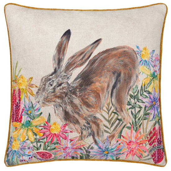 Wylder Nature Country Wilds Blossom Hare Printed Feather Filled Cushion - Image 1