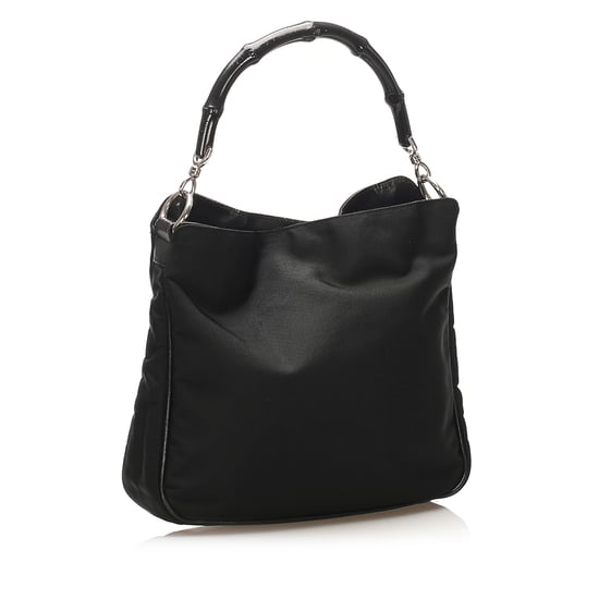Vintage Gucci Bamboo Canvas Handbag Black - Image 2