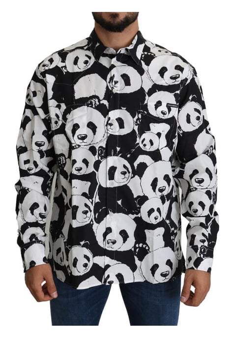 Dolce & Gabbana Men's Black Panda Casual 100% Cotton Shirt - Image 1