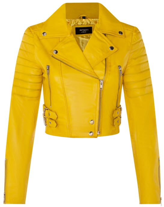 Ladies Brando Short Leather Jacket-Longtown