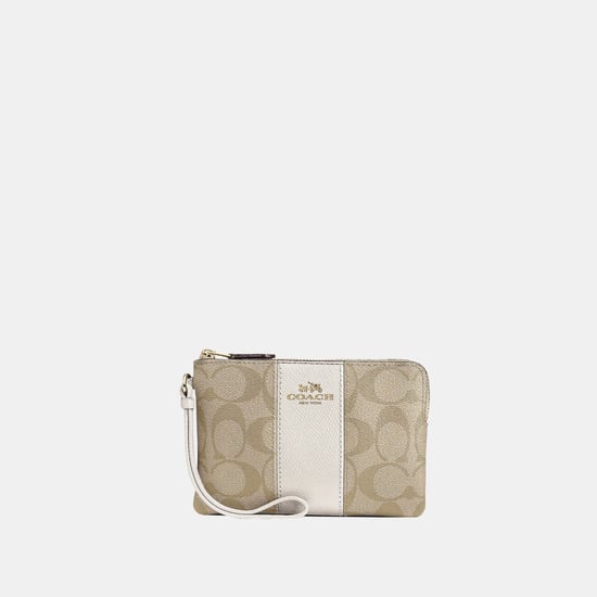 Signature PVC with Leather Stripe Corner Zip Bag