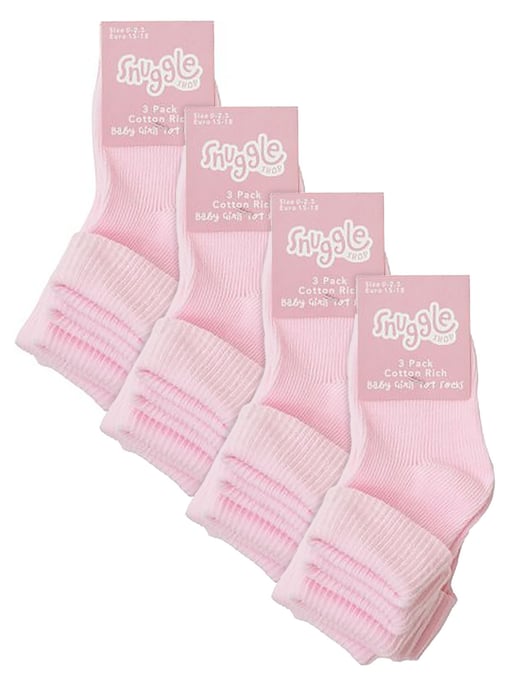 Baby Cotton Turn Over Top-strumpor | 6-parspaket | Sock Snob | Vanliga roliga strumpor för pojke och flicka - Rosa - Image 2