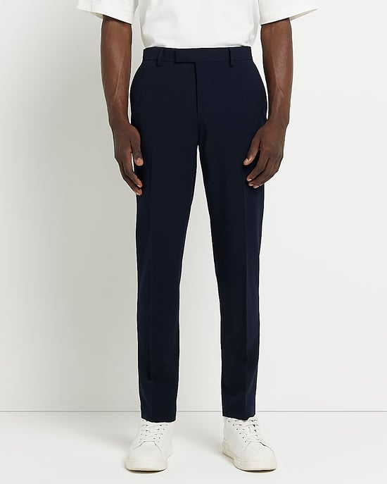 River Island Mens Suit Trousers Navy Super Skinny Fit