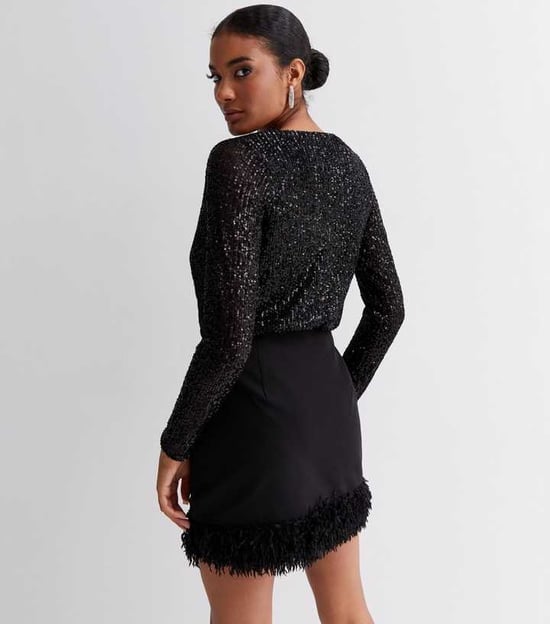 Sequin Wrap Long Sleeves Bodysuit - Image 4