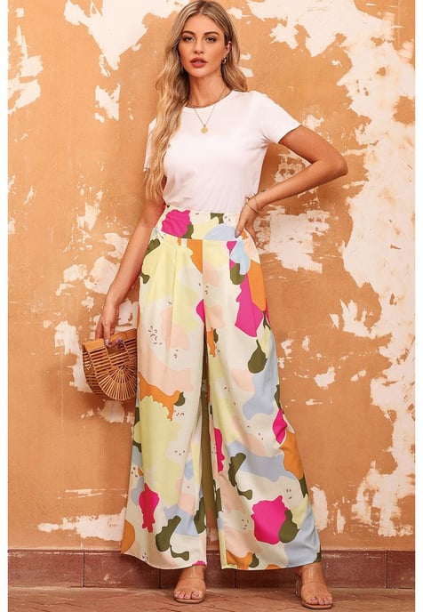 Women's Color Palette Print Wide Leg Pants in Multicolor - Image 6