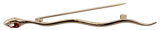 Dolce & Gabbana Gold Brass Snake Röd Kristall Logotypbrosch - Image 3