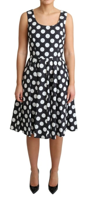 Dolce & Gabbana Women's Blue Polka Dotted Cotton A-Line Dress