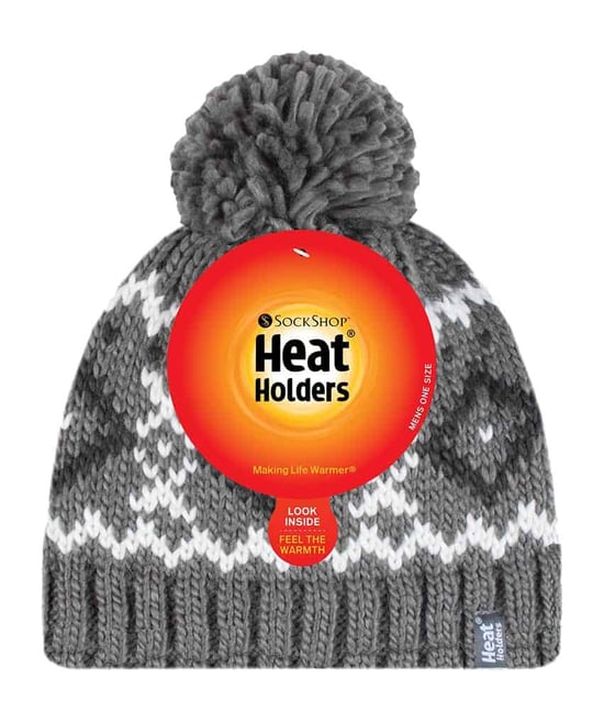 Mens Fleece Fodrad Termisk Vinter Varm Beanie Bobble Mössa med Pom Pom - Image 2