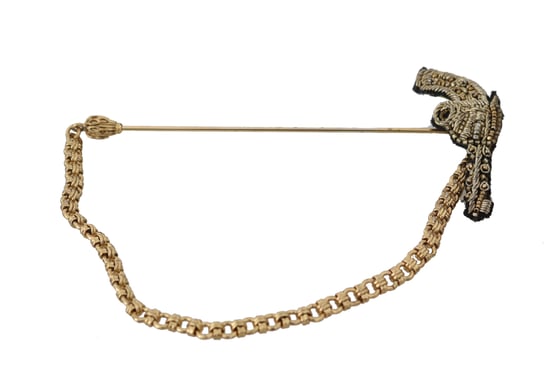Dolce & Gabbana Kragepin Guld Mässing Koppar Revolver Brosch - Image 3