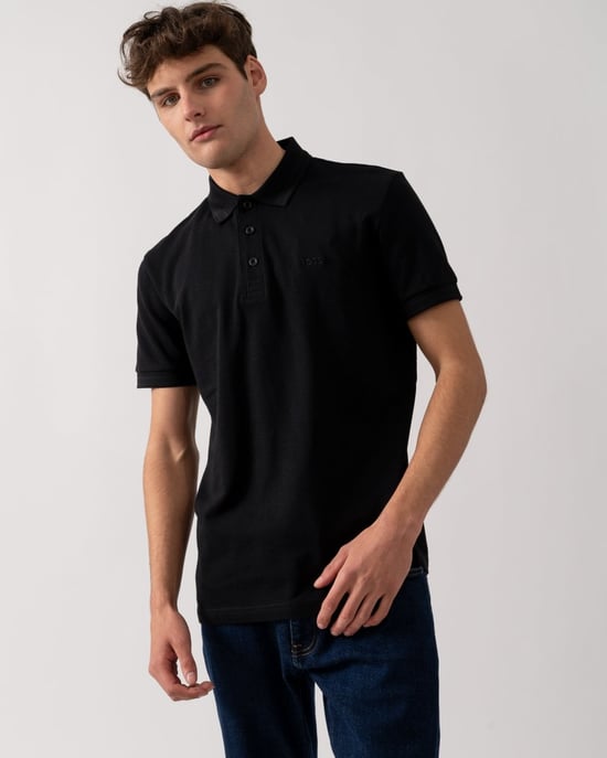 BOSS Green Paddy Mens Cotton-Piqué Polo Shirt with Contrast Logo - Image 1