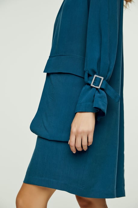 Petrol Blue Pocket Detail Tencel Dress