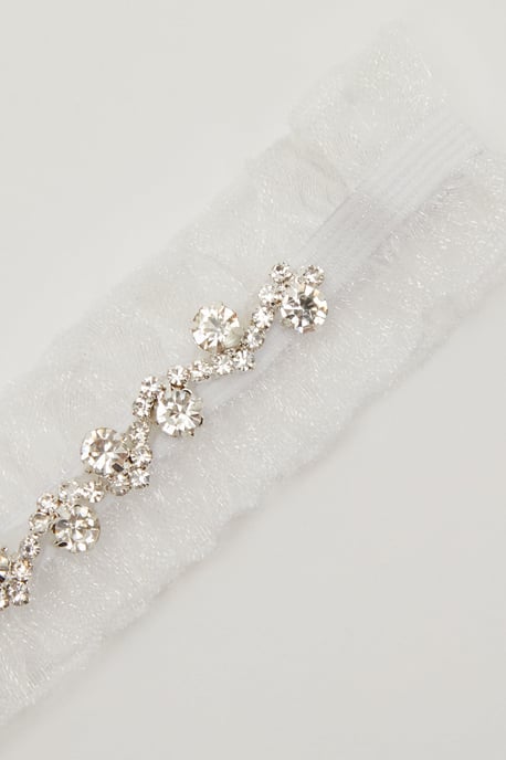 White Diamante Garter