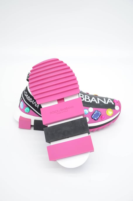 Dolce & Gabbana Roze Zwart Kristal Dames Sneakers Schoenen - Image 3
