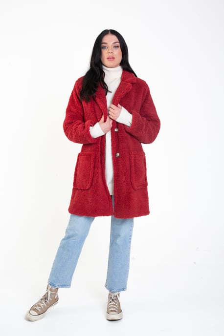 Faux Fur Longline Teddy Overcoat
