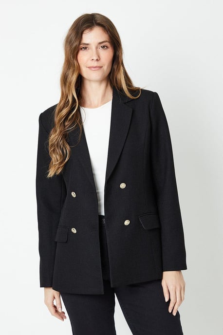 Longline Textured Double Breasted Blazer - Image 1