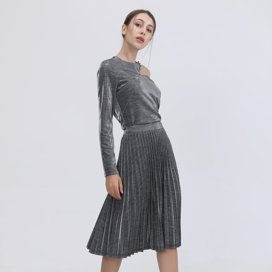 Skimrande kjol med solpleats - Image 3
