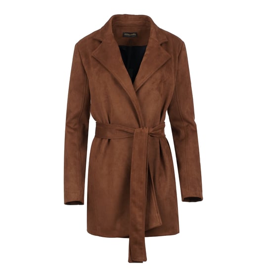 Brown Alcantara-Look Jacket with Belt