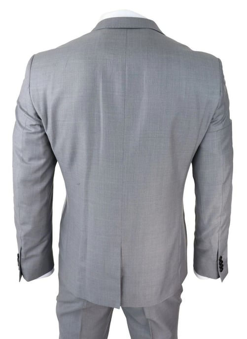 Mens 3 Piece Light Grey Classic Stitch Retro Suit - Image 3