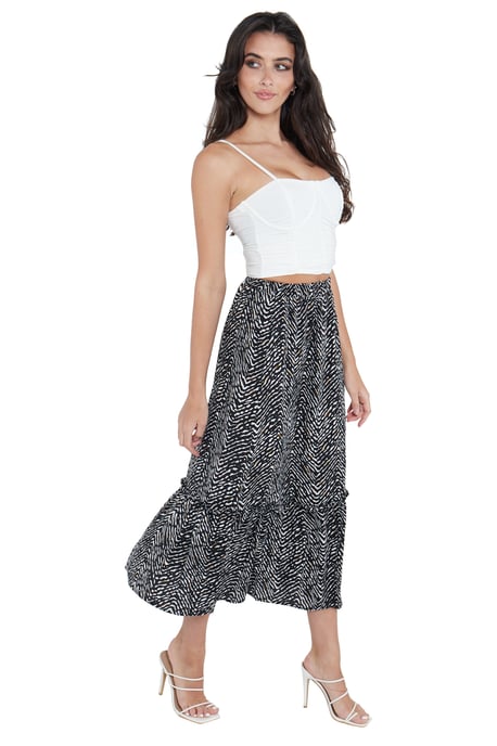 Animal Print Tier Hem Midi Skirt - Image 2