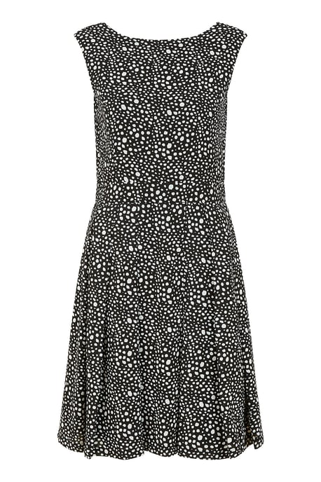 Black Spot Print Skater Dress