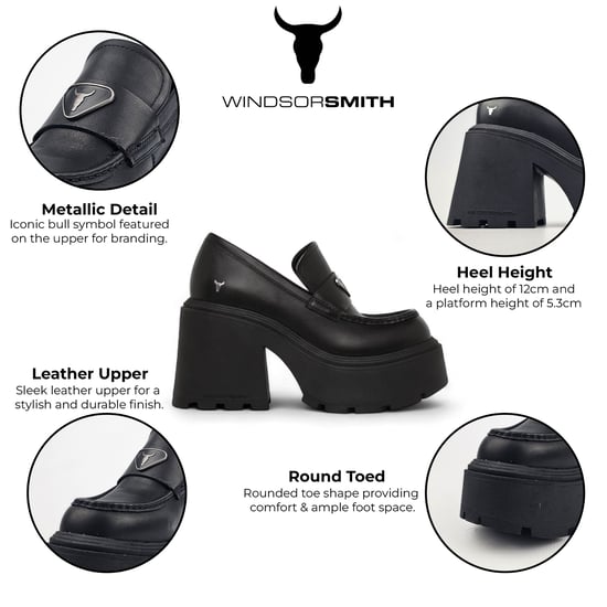 Windsor Smith Svarta Läderskor med Plattform - Spolied - Image 2