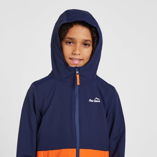 Peter Storm Kids' Colour Block Waterproof Jacket with Adjustable Hood, Children's Raincoat