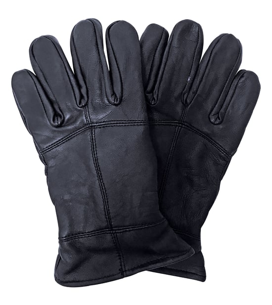 Men's Thinsulate Leather Gloves | THMO | Winter Outdoor Windproof Fleece Lining Leather Gloves in Black - Black - Image 1