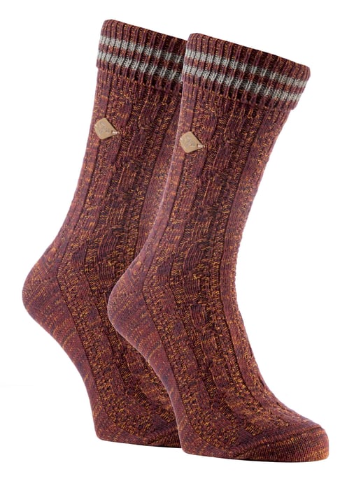 2 Pack Mens Cable Knit Cotton Boot Dress Socks with Turn Over Top - Image 1