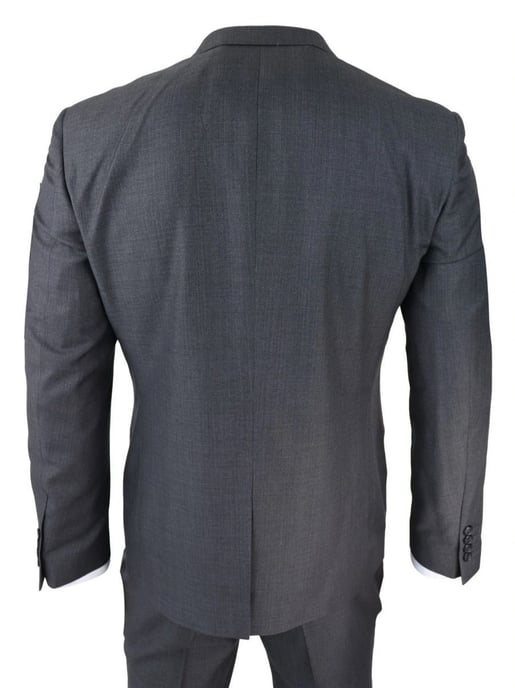 Mens 3 Piece Charcoal Grey Classic Stitch Retro Suit - Image 3