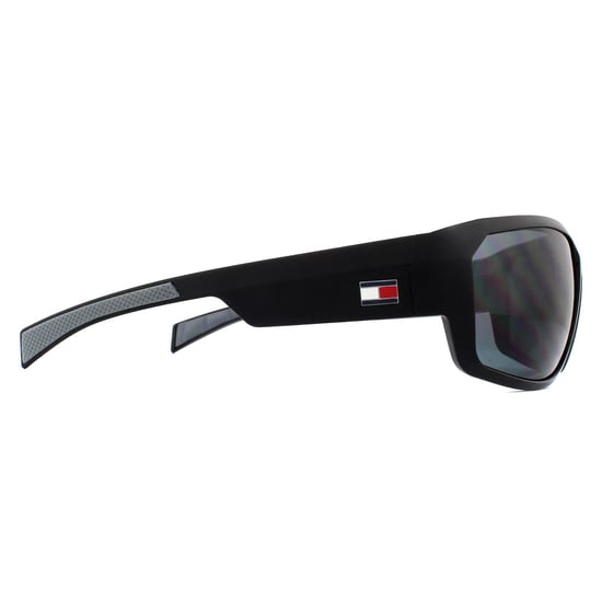 Tommy Hilfiger Wrap Mens Mattele Zwart grijze zonnebril - Image 4