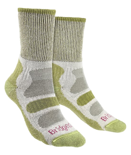 Bridgedale - Womens Hiking Lightweight Cotton Boot Socks -Spring Green - Image 1