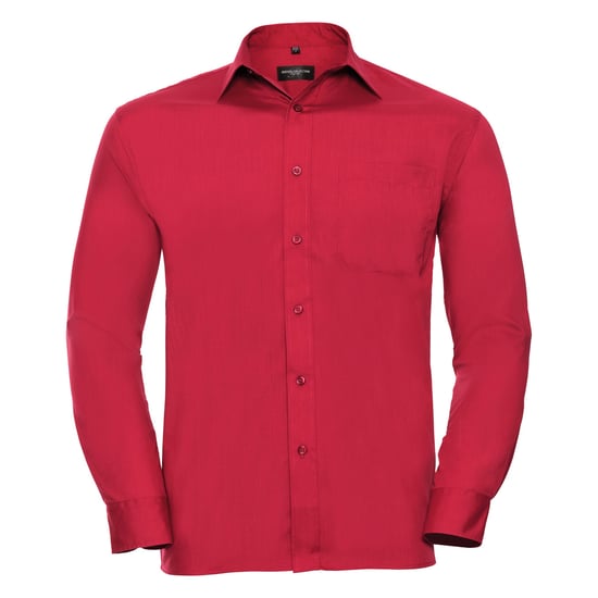 Russell Collection Mens Long Sleeve Shirt (Classic Red) - Image 1