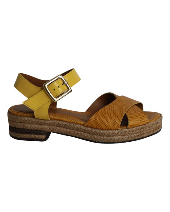 Fendi Cross Ankle Strap Sandals in Multicolor Patent Leather - Image 1