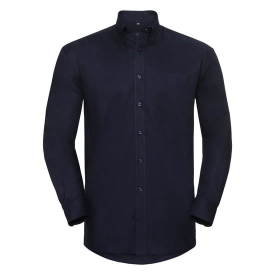 Russell Collection Mens Long Sleeve Easy Care Oxford Shirt (Bright Navy) - Image 1