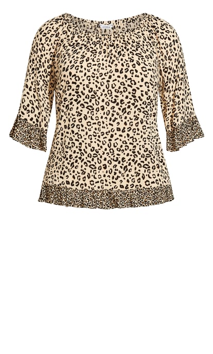 EVANS Women's Leopard Bardot Top - neutral