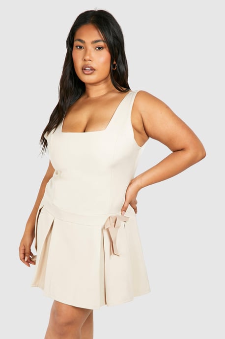 Plus Woven Bow Detail Strappy Skater Dress - Image 1