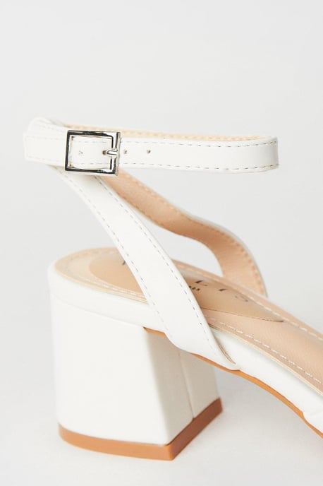 Delira Open Back Square Toe Medium Block Heel Court Shoes
