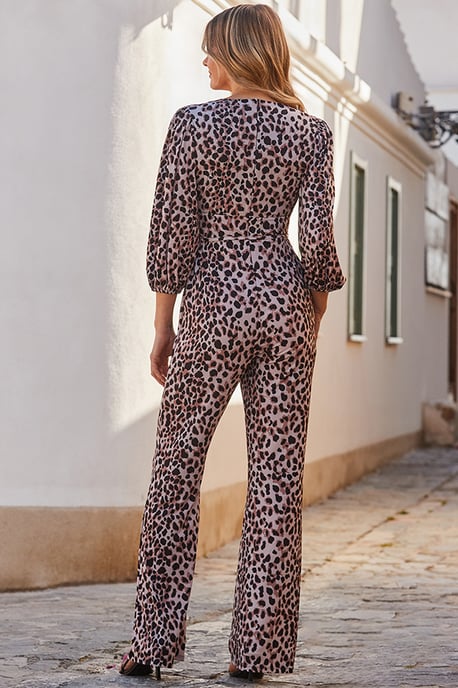 Leopard Print Tie Waist Jumpsuit