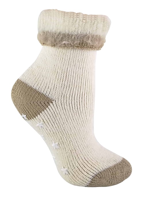 Ladies Alpaca Wool Blend Thermal Slipper Bed Socks with Grippers - Image 1