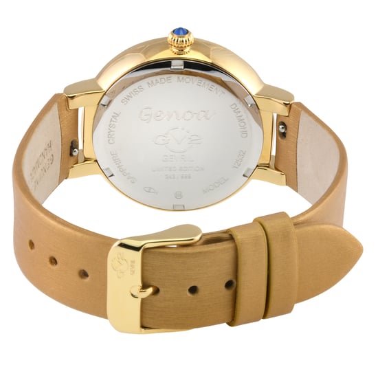 GV2 Women's Genoa 12532S Swiss Quartz Mother of Pearl Diamond Beige Leather Watch - Image 2