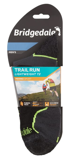 Bridgedale - Mens Running Lightweight Merino Wool Socks - Black - Image 2